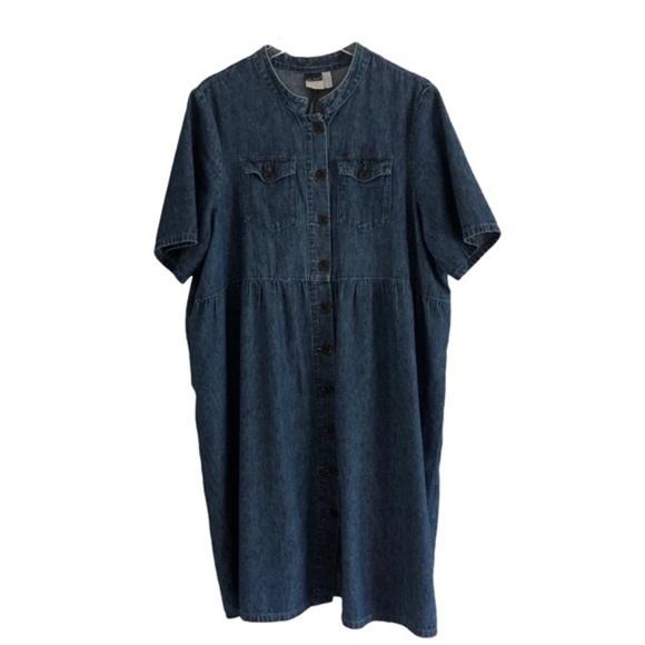 Ulla Popken Dresses & Skirts - Ulla Popken Denim Button Front Short Sleeve Dress US 16/18